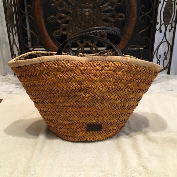 Carpisa Straw Leopard Lined Summer Bag - Picture 2 of 15